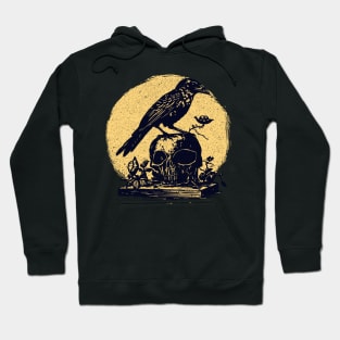 Woodcut Crow Hoodie